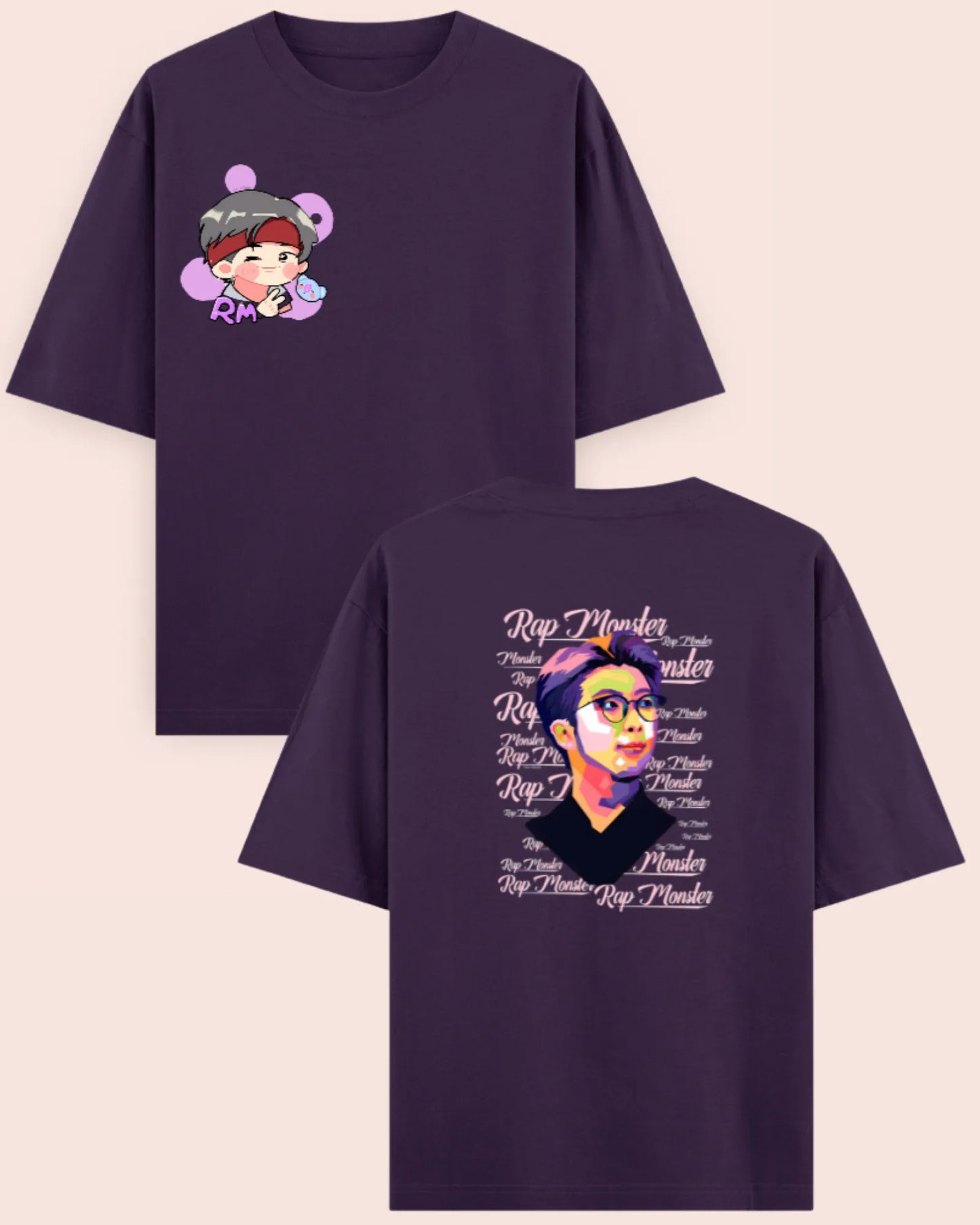 🐨 RM BTS Inspired Double-Sided | Oversized T-Shirt