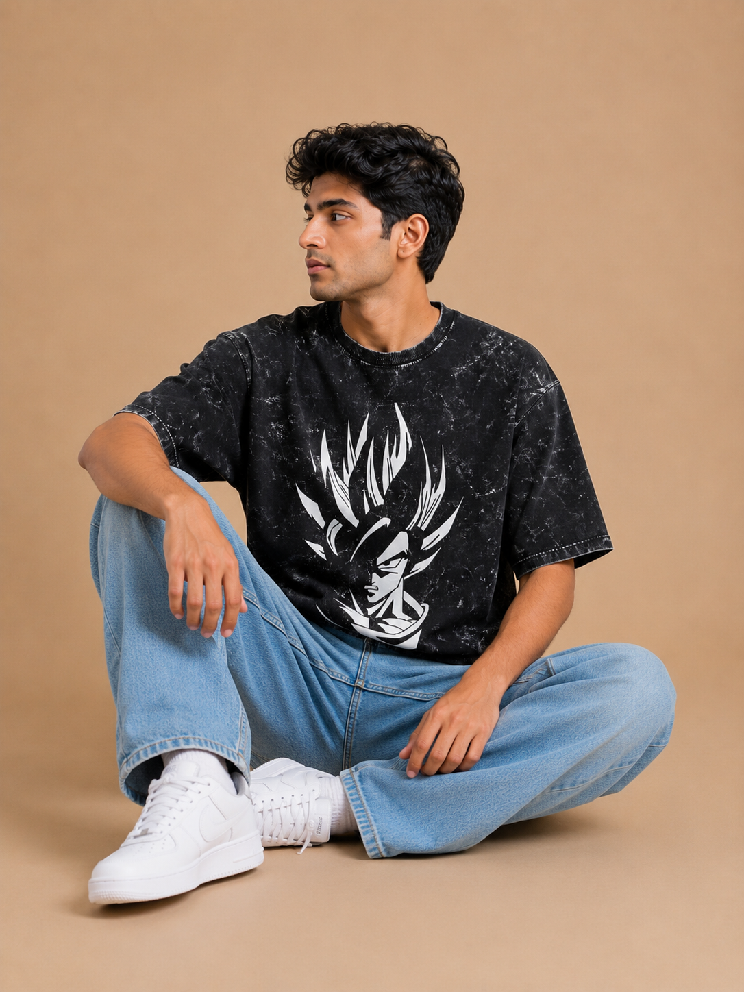 Goku Ascension Acid Washed Oversized T-Shirt