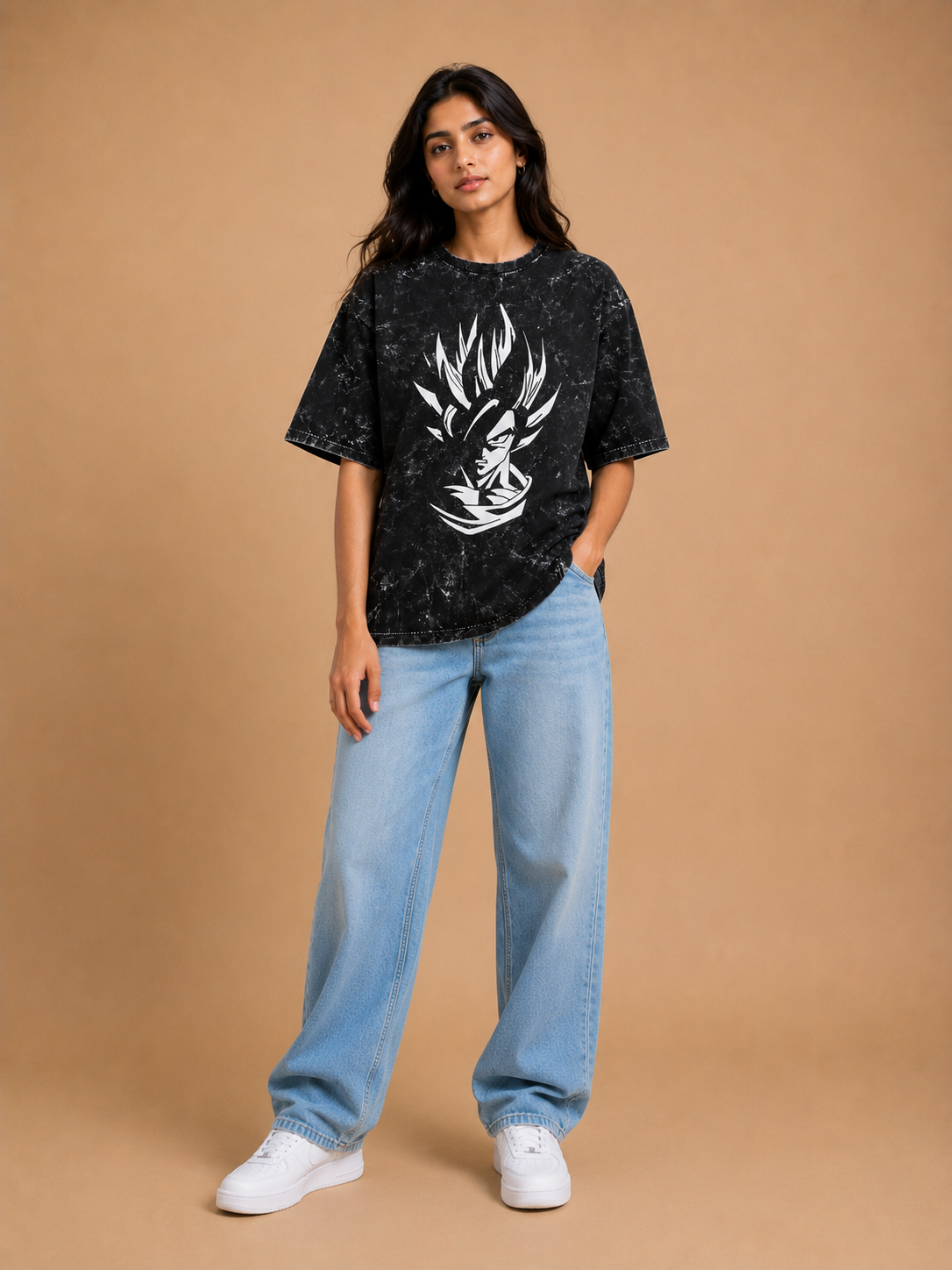 Goku Ascension Acid Washed Oversized T-Shirt