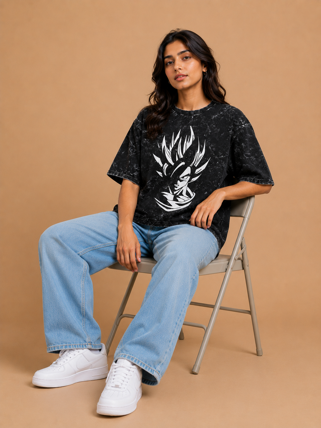 Goku Ascension Acid Washed Oversized T-Shirt
