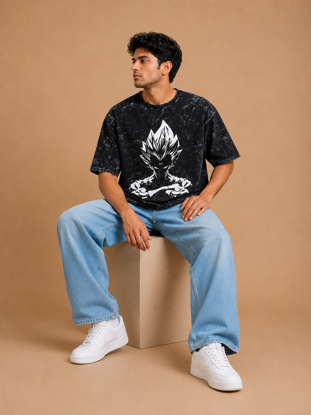 Majin Vegeta Acid Washed Oversized T-Shirt
