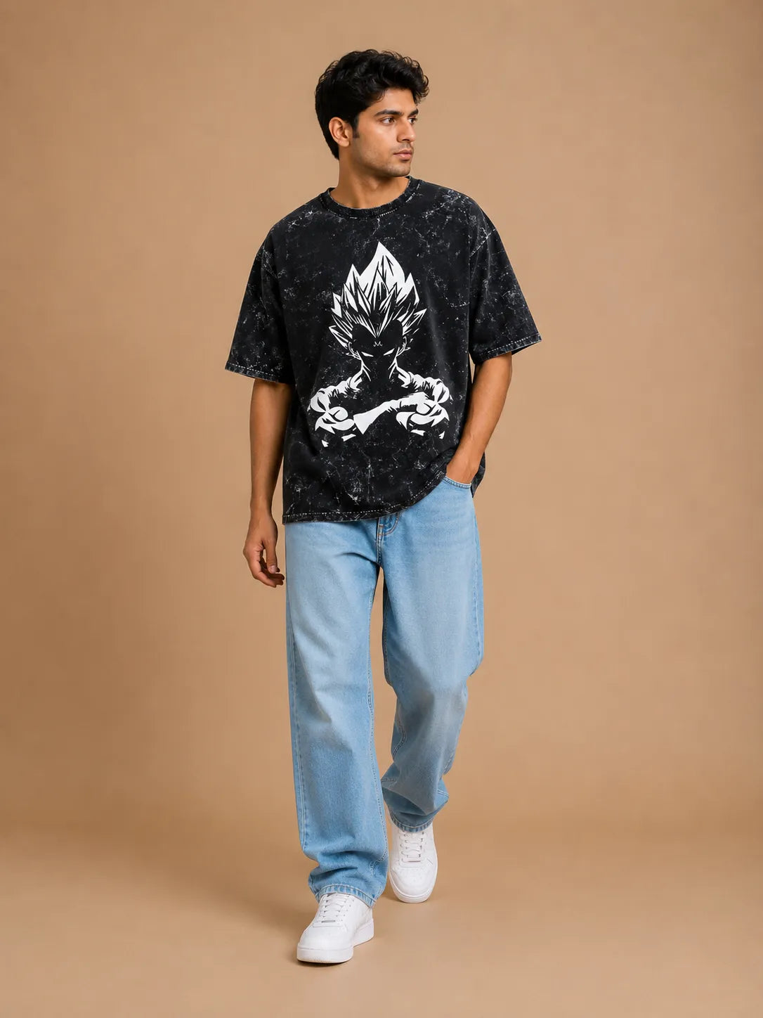 Majin Vegeta Acid Washed Oversized T-Shirt