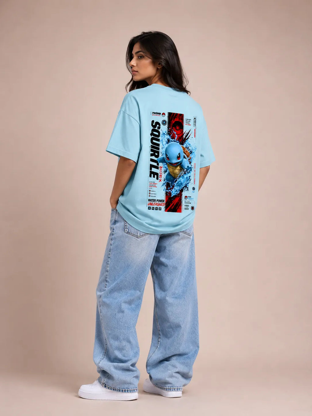 Squirtle Water Power Oversized Anime T-Shirt
