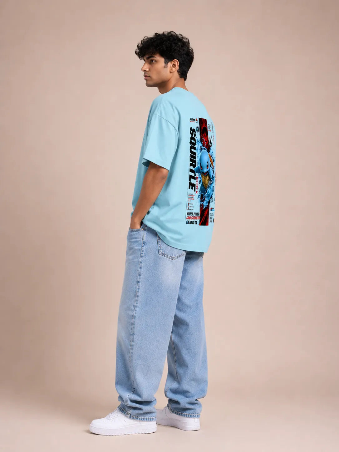 Squirtle Water Power Oversized Anime T-Shirt