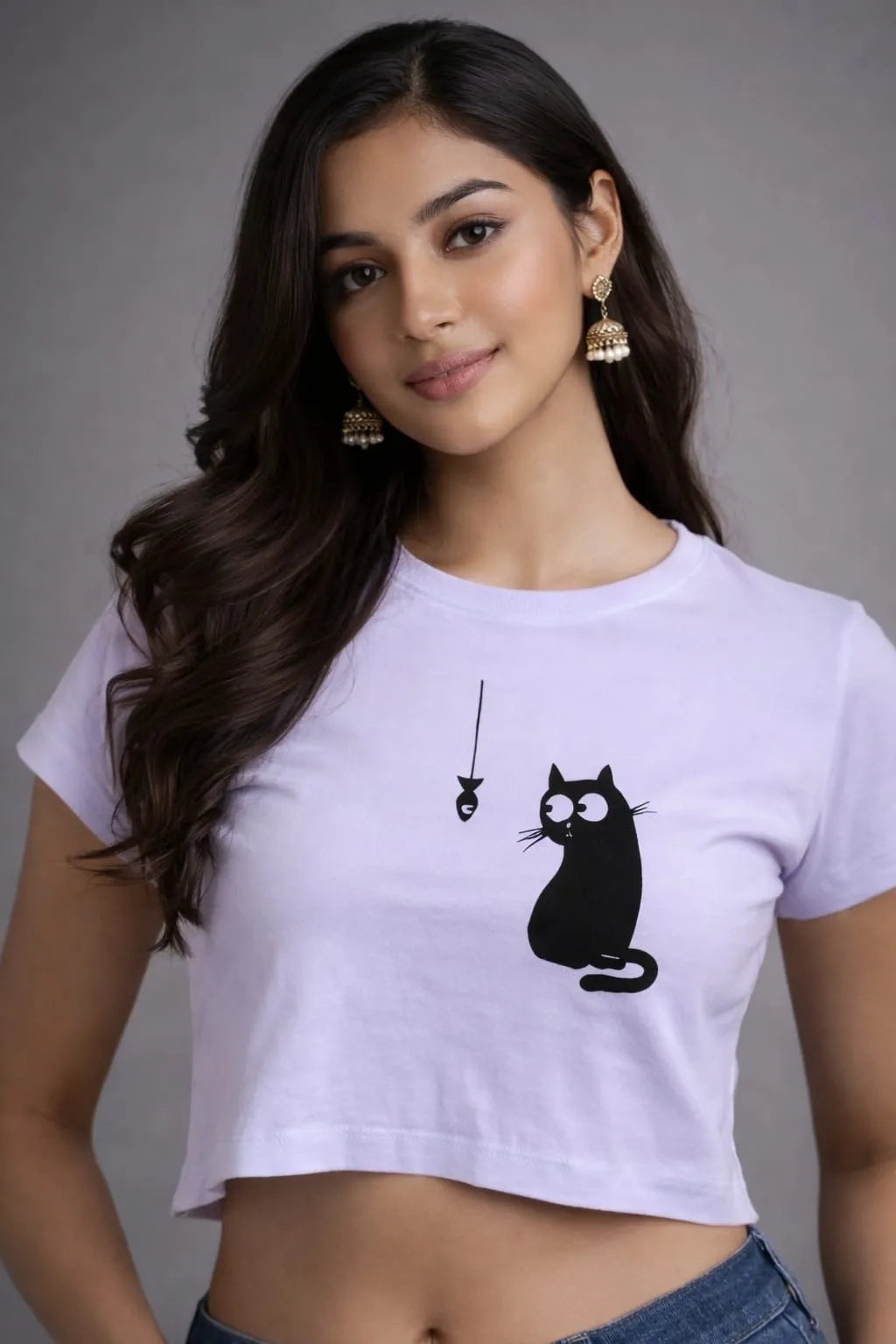 Curious Cat – Women's Crop Top T-Shirt