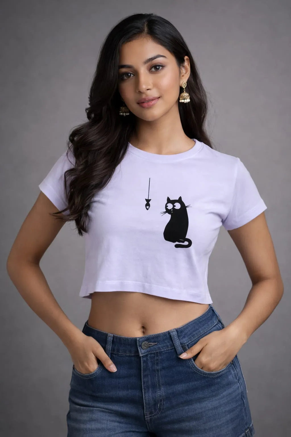 Curious Cat – Women's Crop Top T-Shirt