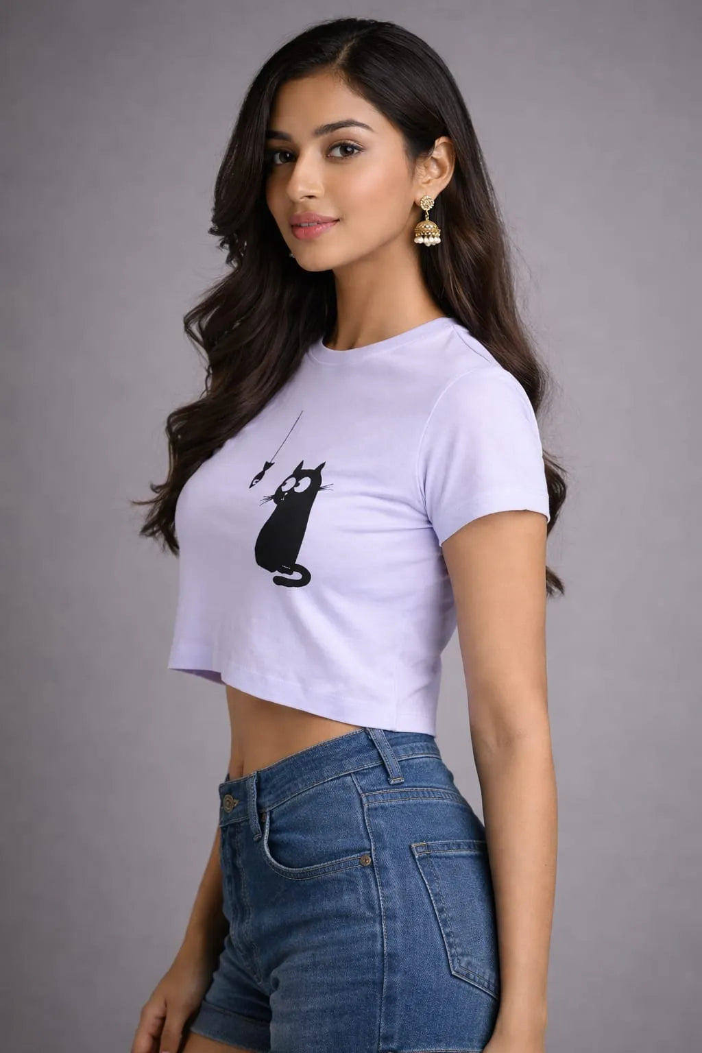 Curious Cat – Women's Crop Top T-Shirt