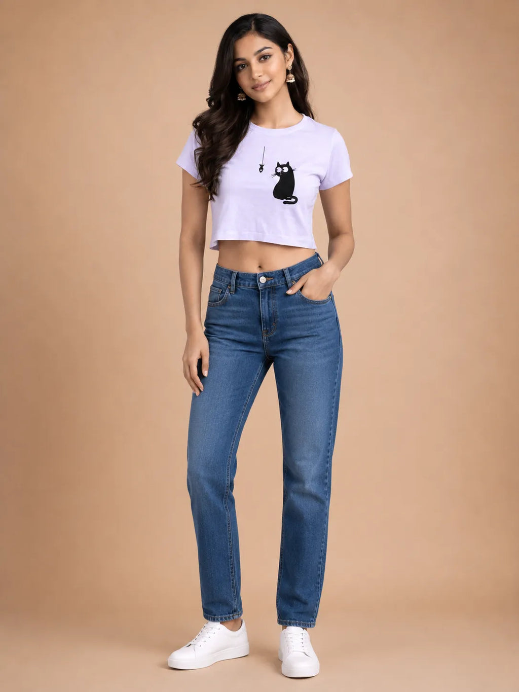 Curious Cat – Women's Crop Top T-Shirt