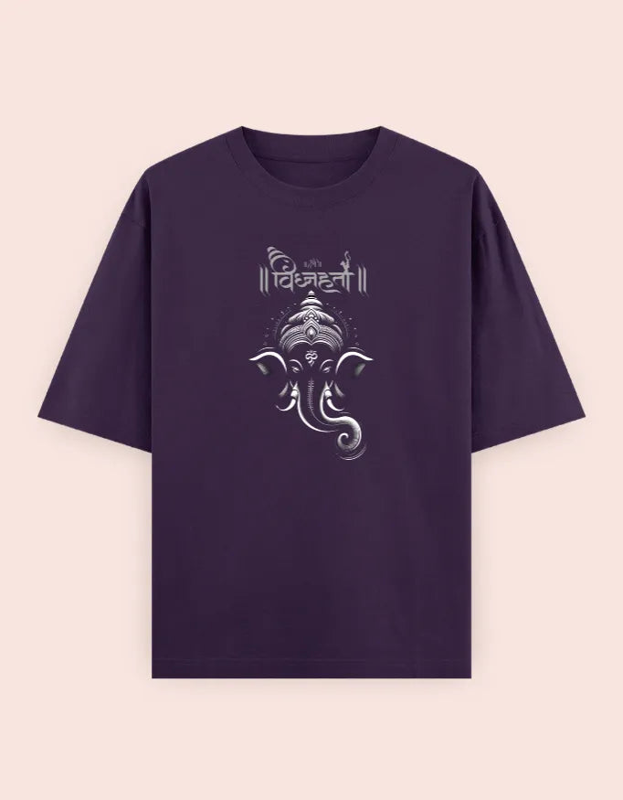 🐘 Vighnaharta Oversized T-Shirt – Lord Ganesha Divine Edition