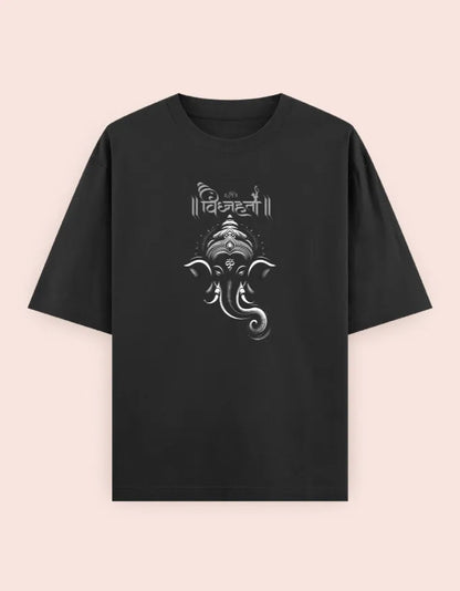 🐘 Vighnaharta Oversized T-Shirt – Lord Ganesha Divine Edition