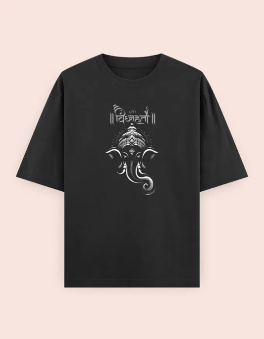 🐘 Vighnaharta Oversized T-Shirt – Lord Ganesha Divine Edition
