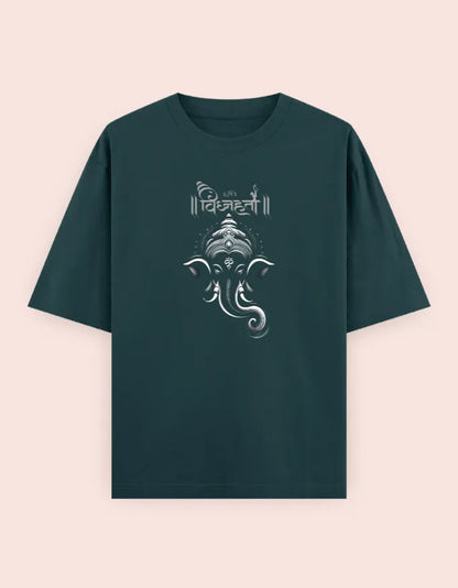 🐘 Vighnaharta Oversized T-Shirt – Lord Ganesha Divine Edition