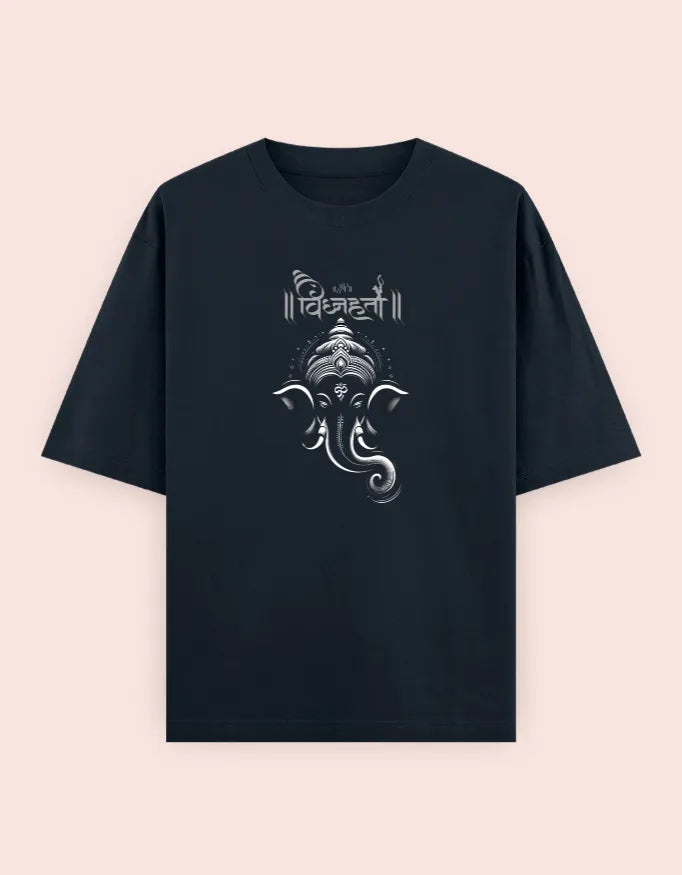 🐘 Vighnaharta Oversized T-Shirt – Lord Ganesha Divine Edition