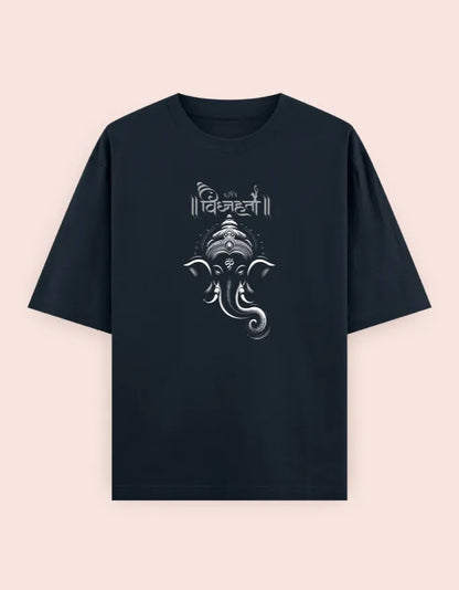 🐘 Vighnaharta Oversized T-Shirt – Lord Ganesha Divine Edition