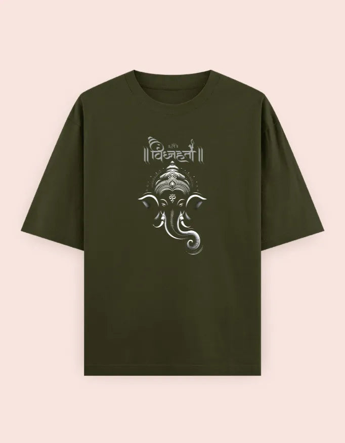 🐘 Vighnaharta Oversized T-Shirt – Lord Ganesha Divine Edition