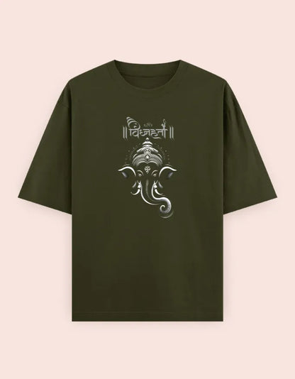 🐘 Vighnaharta Oversized T-Shirt – Lord Ganesha Divine Edition