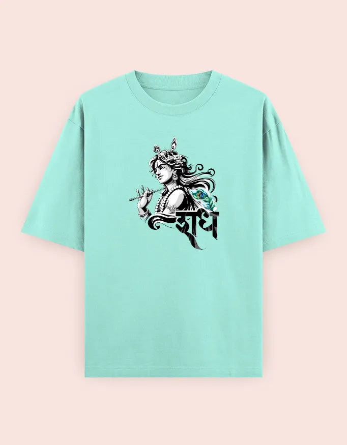 🦯  "Shree Krishna Divine Vibes" Graphic Oversized Tee
