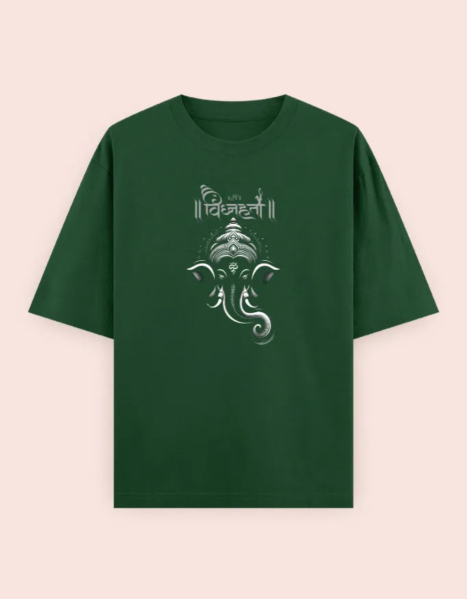 🐘 Vighnaharta Oversized T-Shirt – Lord Ganesha Divine Edition