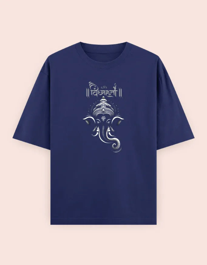🐘 Vighnaharta Oversized T-Shirt – Lord Ganesha Divine Edition