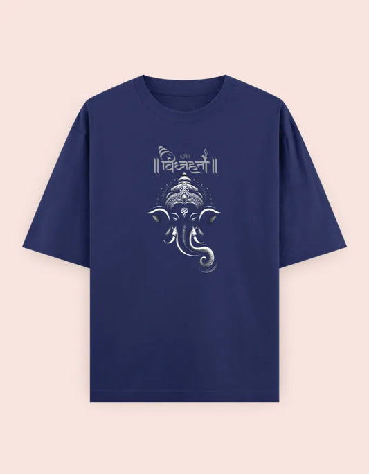 🐘 Vighnaharta Oversized T-Shirt – Lord Ganesha Divine Edition