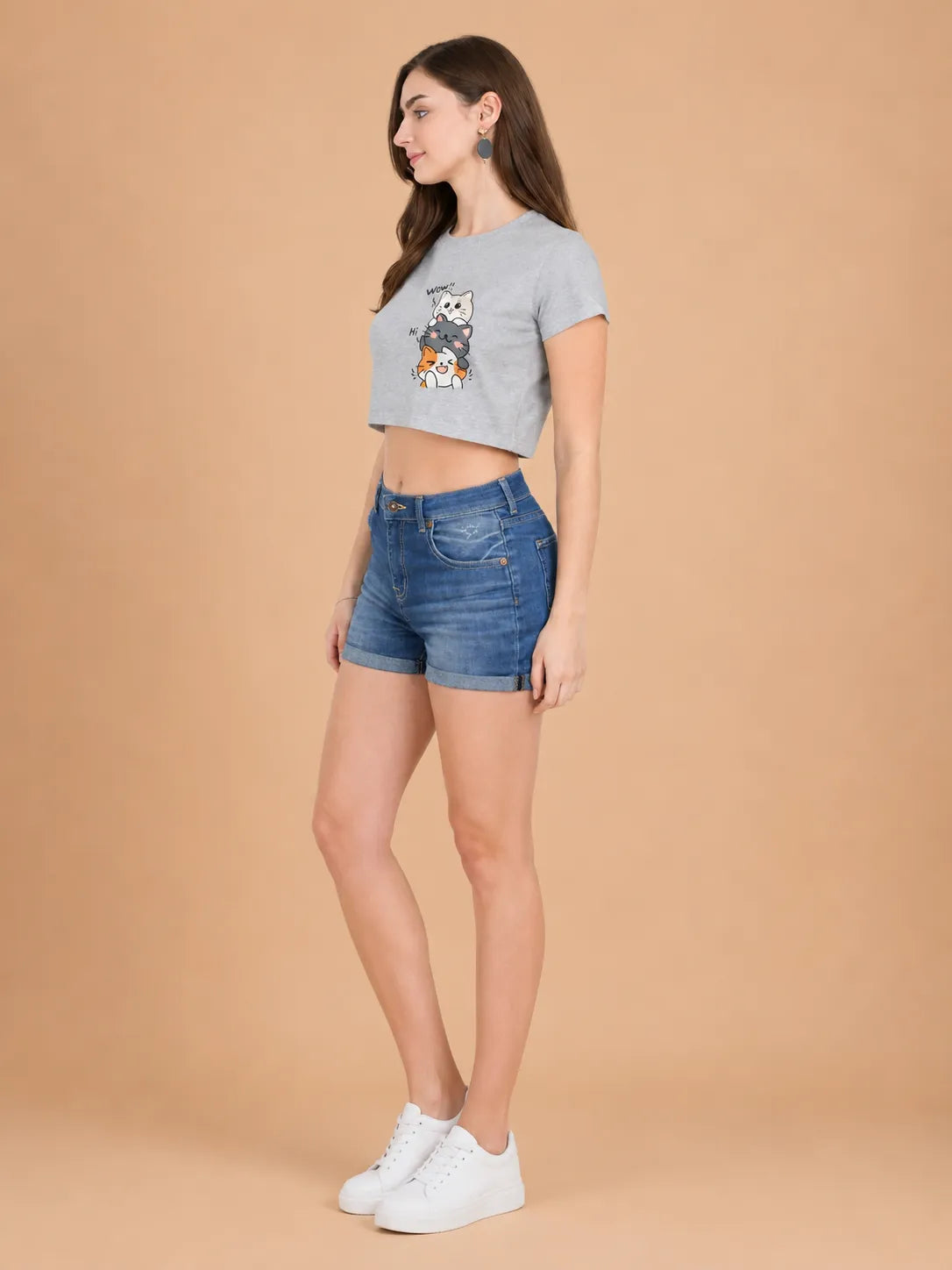 Kawaii Cat – Women's Crop Top T-Shirt