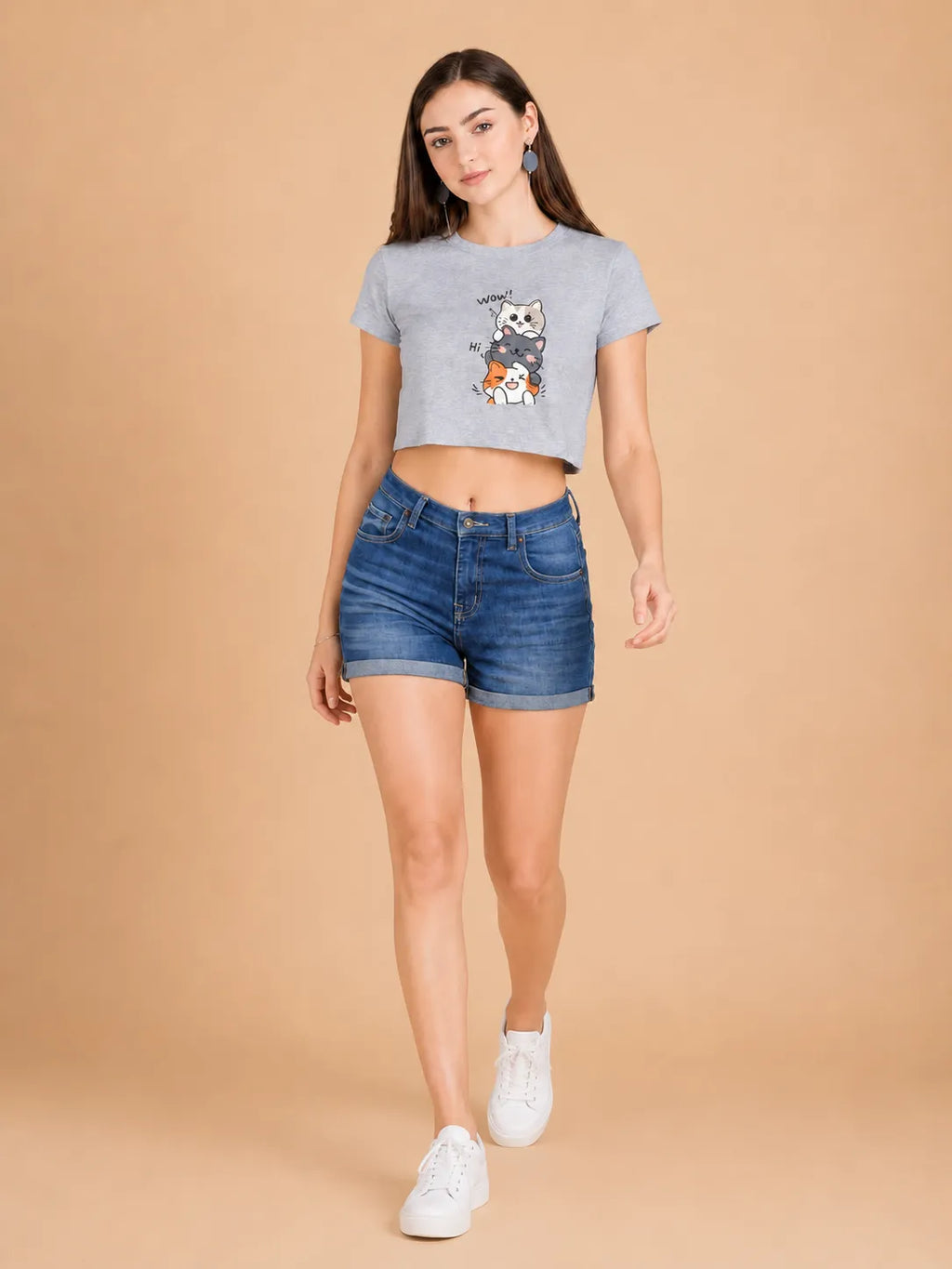 Kawaii Cat – Women's Crop Top T-Shirt