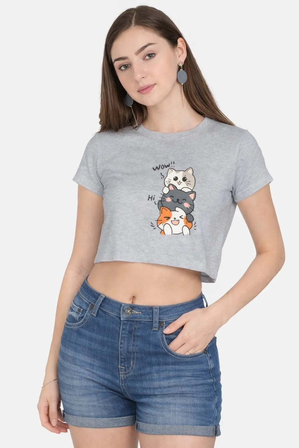 Kawaii Cat – Women's Crop Top T-Shirt