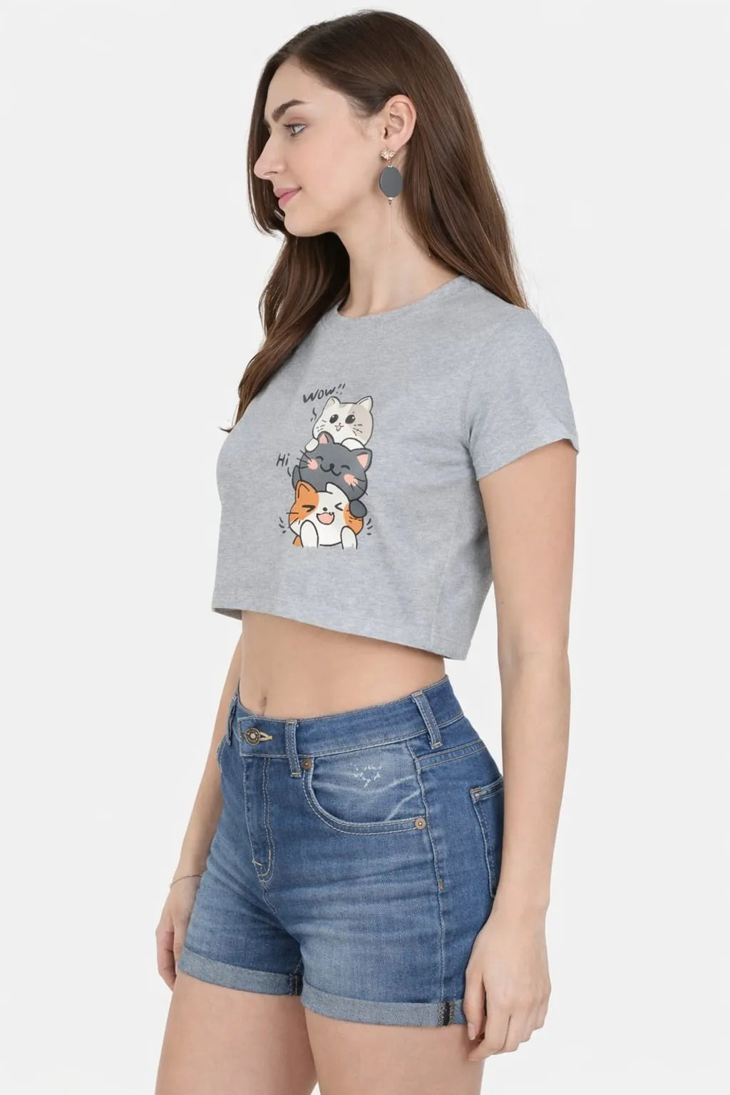 Kawaii Cat – Women's Crop Top T-Shirt