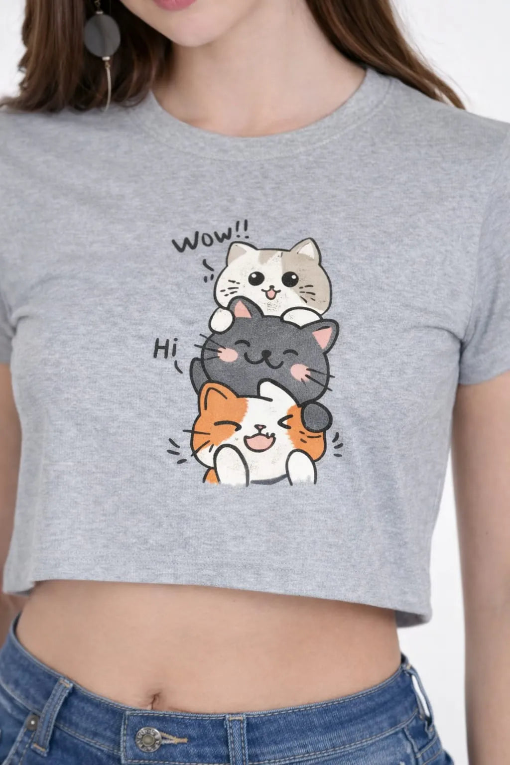Kawaii Cat – Women's Crop Top T-Shirt