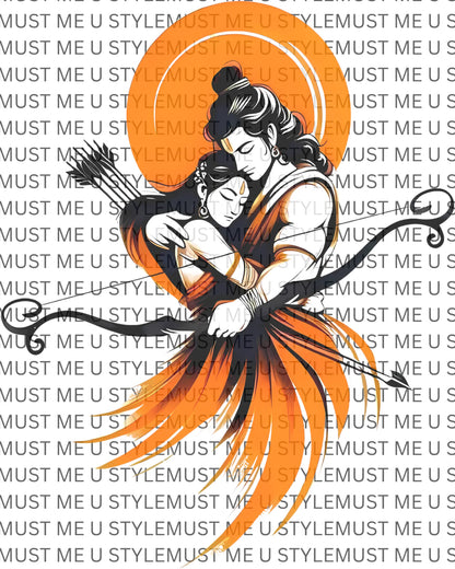 🏹 "Ram Sita Eternal Bond" Graphic Oversized Tee