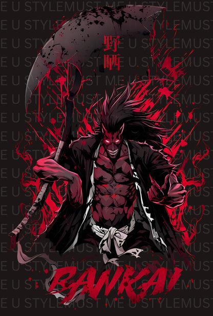 👹 Kenpachi Zaraki Bankai Oversized Anime T-Shirt