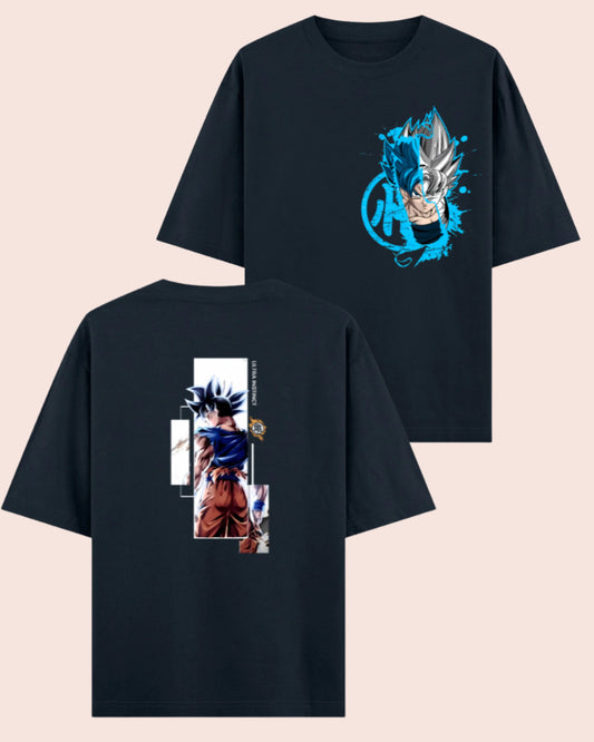 ⚡ Ultra Duality – Goku Instinct x Blue Oversized T-Shirt