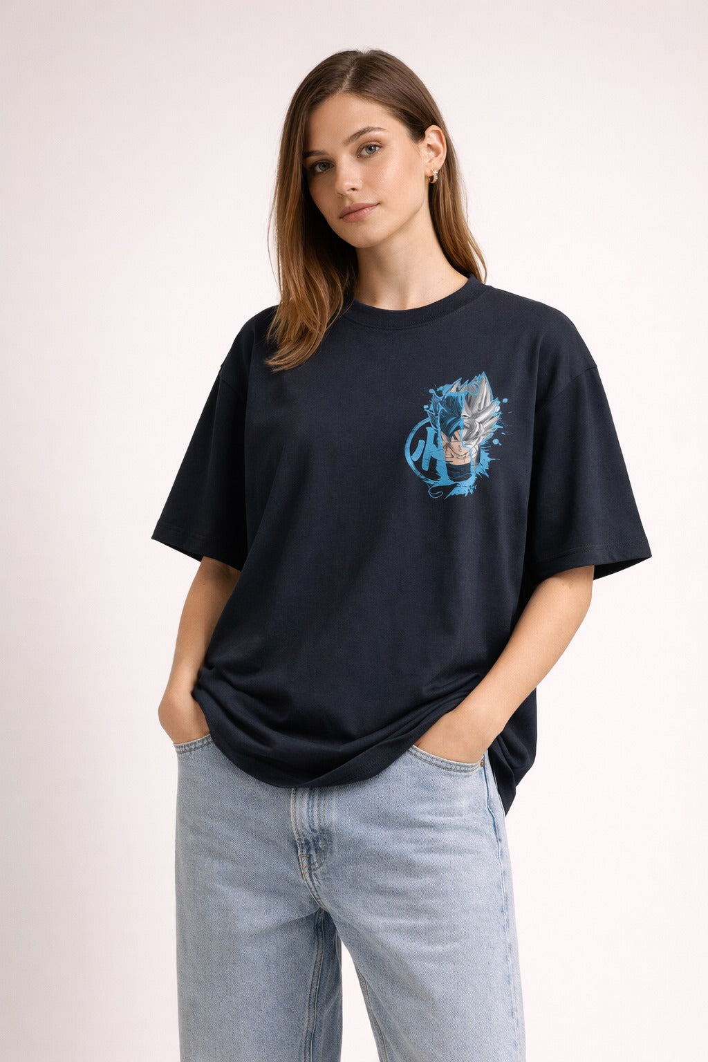 Ultra Duality – Goku Instinct x Blue Oversized T-Shirt